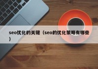 seo优化的关键（seo的优化策略有哪些）